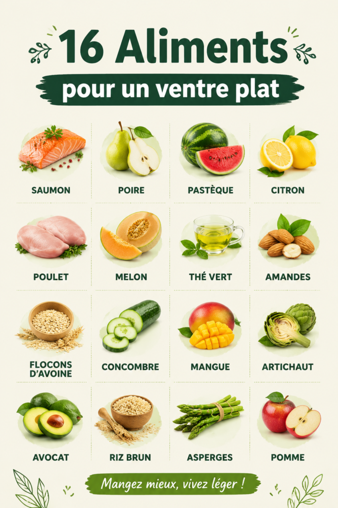Table de fruits et légumes frais favorables au ventre plat