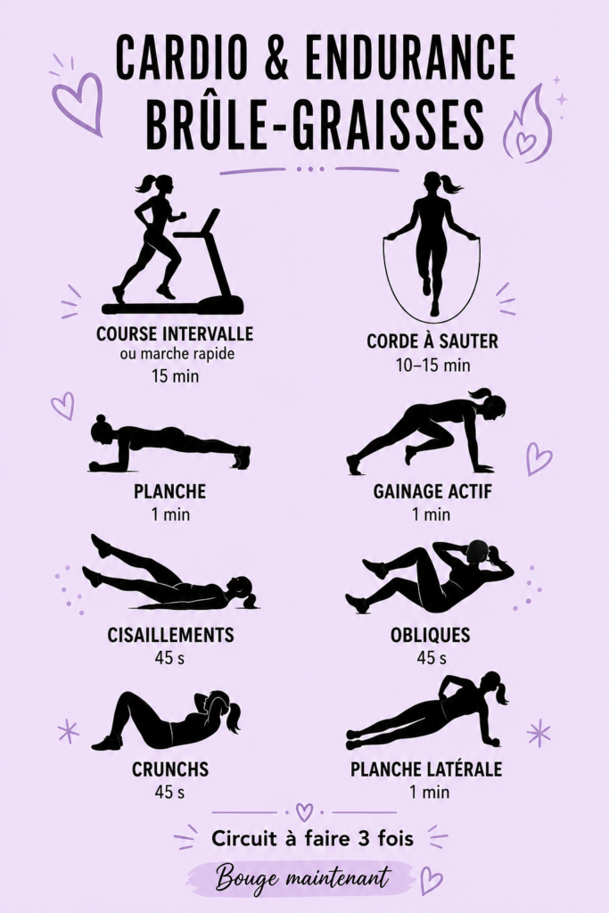 Image d'une femme faisant du cardio à la maison, illustrant l'efficacité de l'entraînement.