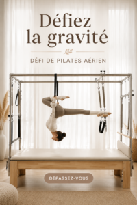 Femme pratiquant le Pilates aérien dans un studio lumineux