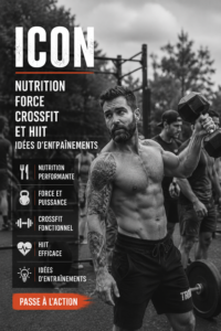 Femme en pleine séance de CrossFit, avec des poids, le regard déterminé.