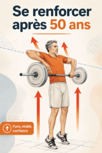 Une femme de 50 ans souriante pratique une activité physique en extérieur