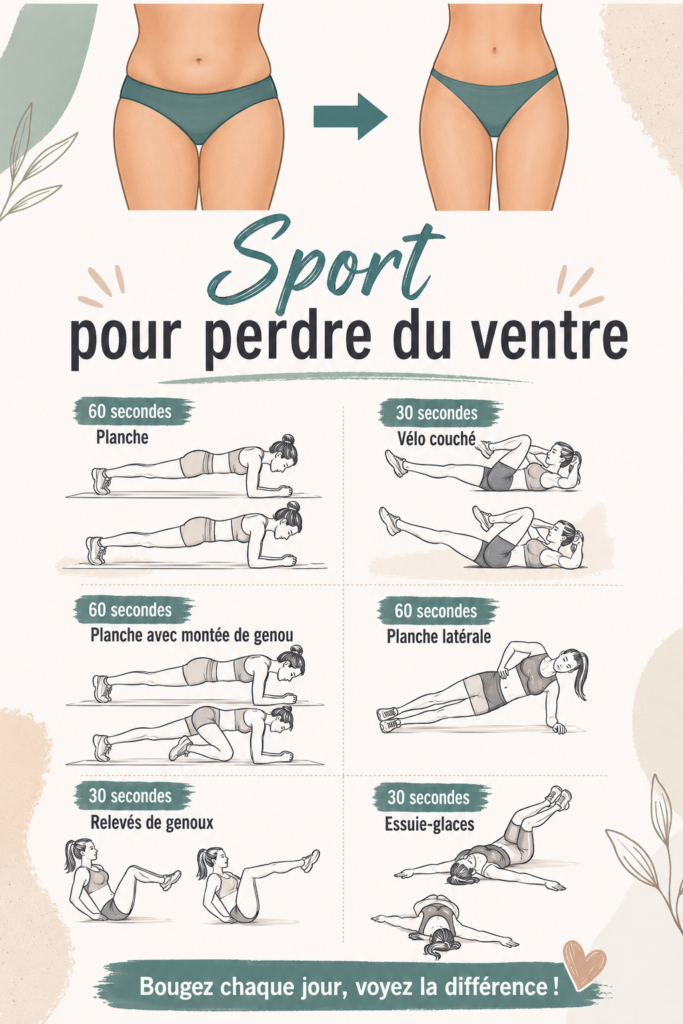 Une femme souriante en train de faire du yoga pour tonifier son ventre.