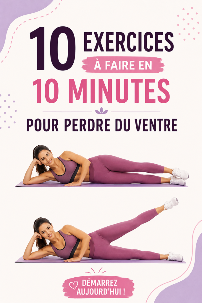 Femme souriante effectuant des exercices de fitness pour perdre du ventre à la maison.
