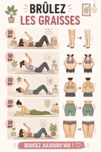 Femme faisant des exercices doux à la maison pour brûler les graisses