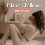 Femme pratiquant le Pilates lors d'un challenge de 2 semaines, renfonçant sa souplesse et sa force