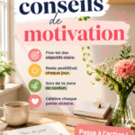Une femme souriante assise à un bureau bien organisé, en train de travailler avec motivation