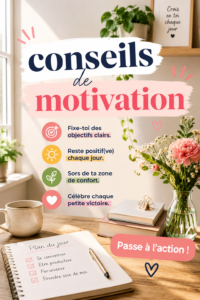 Une femme souriante assise à un bureau bien organisé, en train de travailler avec motivation