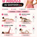 Femme souriante réalisant un entraînement abdominal de 10 minutes à domicile.