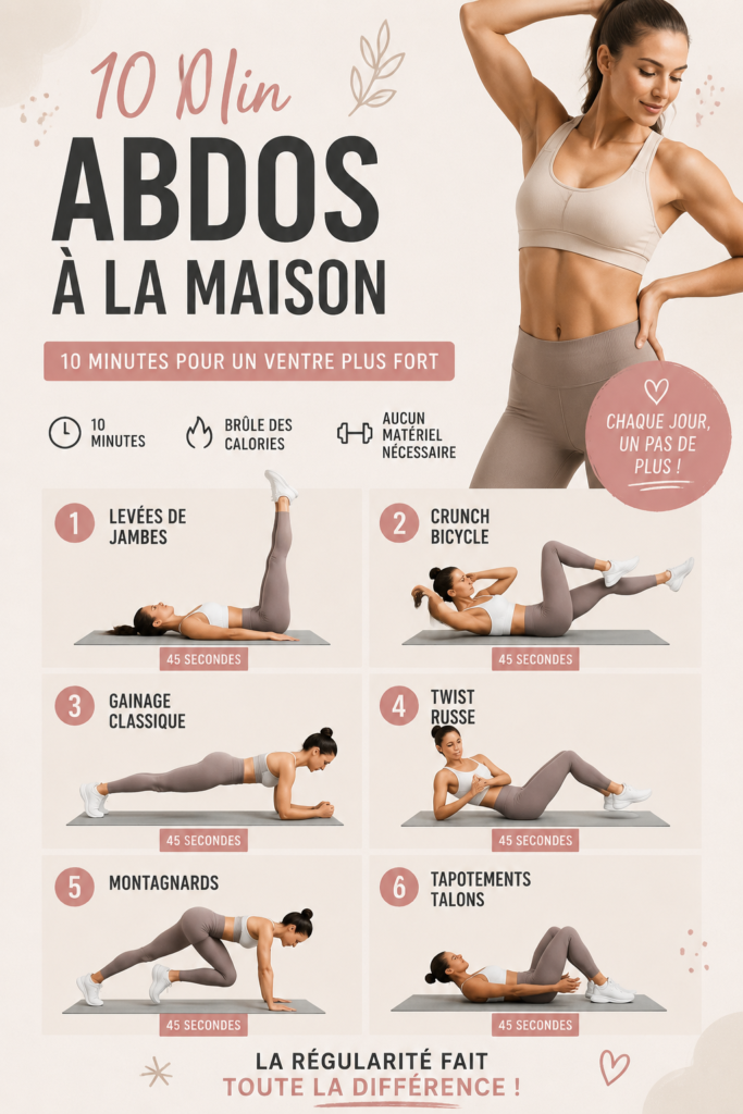 Femme faisant un entraînement abdos à la maison