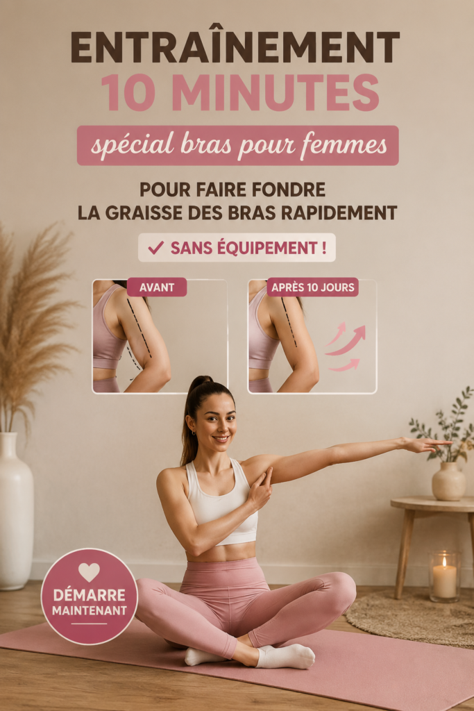 Femme réalisant un entraînement rapide pour les bras sans équipement.