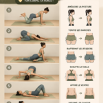 Femme en train de faire un entraînement complet à la maison avec des poids légers.