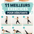 Femme réalisant des exercices simples à domicile pour débuter en fitness.