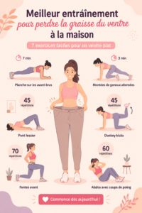 Femme effectuant des exercices simples pour un ventre plat à la maison