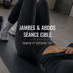 Femme en train de faire des exercices de jambes et abdos à la maison