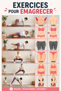 Femme pratiquant des exercices de fitness dans un salon lumineux, symbolisant la perte de poids.