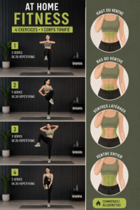 Une femme s'entraînant à la maison avec des équipements de fitness simples.