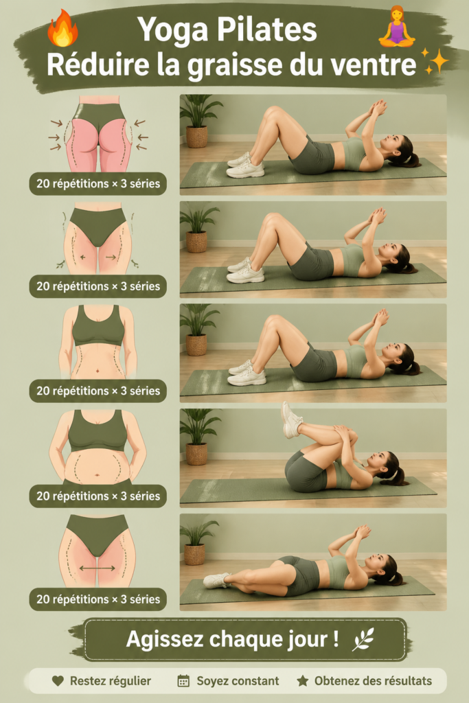 Femme pratiquant le yoga et le Pilates pour tonifier son ventre