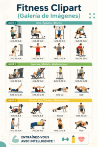 Sélection de cliparts de fitness colorés et inspirants.