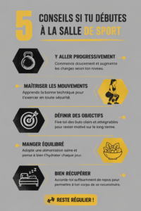 Femme souriante faisant du sport au gymnase, représentant le bien-être et la confiance en soi.