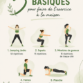 Une femme faisant de l'exercice à domicile sur un tapis de yoga avec des haltères à côté