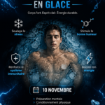 Femme se relaxant dans une baignoire de glace pour une séance de bien-être.