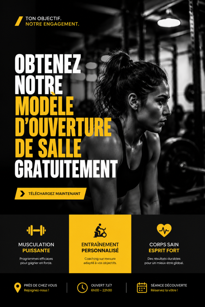 Modèle de flyer porte ouverte pour salle de sport, attrayant et professionnel