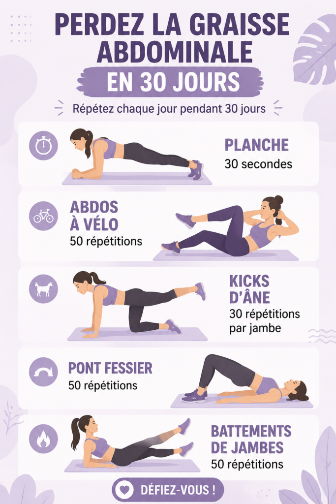 Femme souriante en train de faire des exercices pour renforcer son ventre
