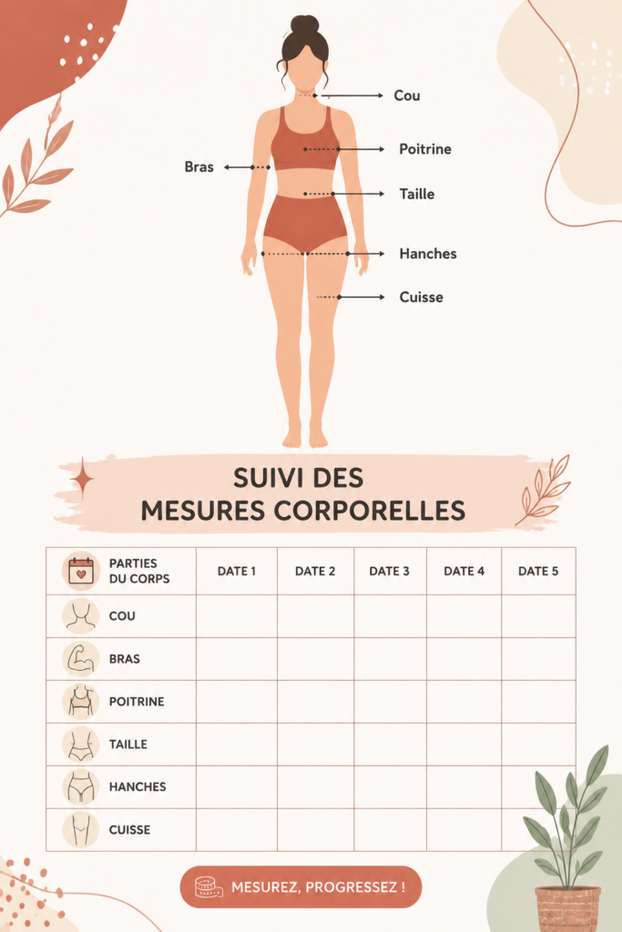Femme prenant ses mesures corporelles avec un mètre ruban
