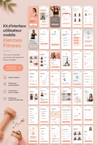 Capture d'écran de l'application Hermès fitness, mettant en avant une interface élégante et intuitive.
