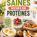 Assortiment de collations saines et protéinées sur une table