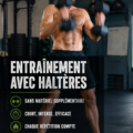 Femme faisant un entraînement avec des haltères à l'intérieur