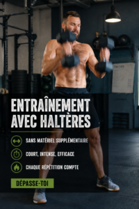 Femme faisant un entraînement avec des haltères à l'intérieur