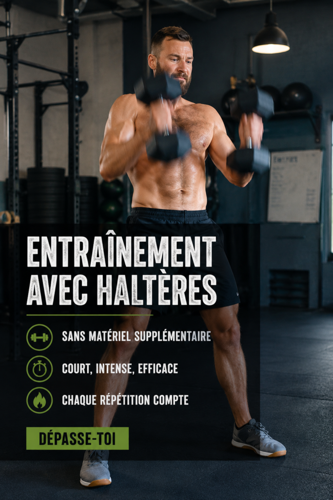 Femme faisant un entraînement avec des haltères à l'intérieur
