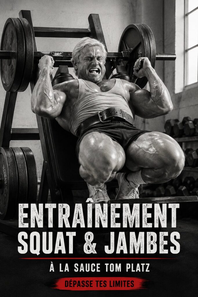 Femme effectuant un squat inspiré par Tom Platz pour un entraînement des jambes efficace.