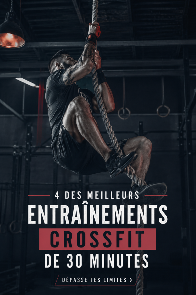 Femme pratiquant un entraînement CrossFit en extérieur, dynamique et motivante.
