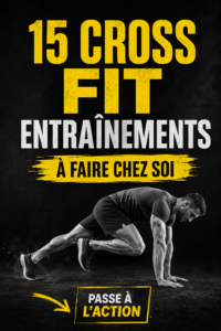 Femme effectuant un entraînement CrossFit à domicile avec des haltères.