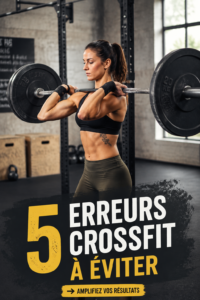 Femme pratiquant le CrossFit en salle de sport, travaillant sa technique avec des poids.