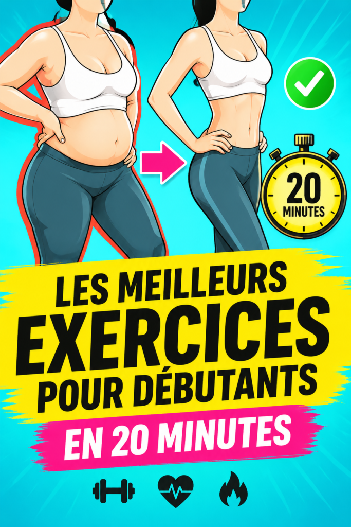 Femme faisant des exercices de fitness à domicile pendant 20 minutes