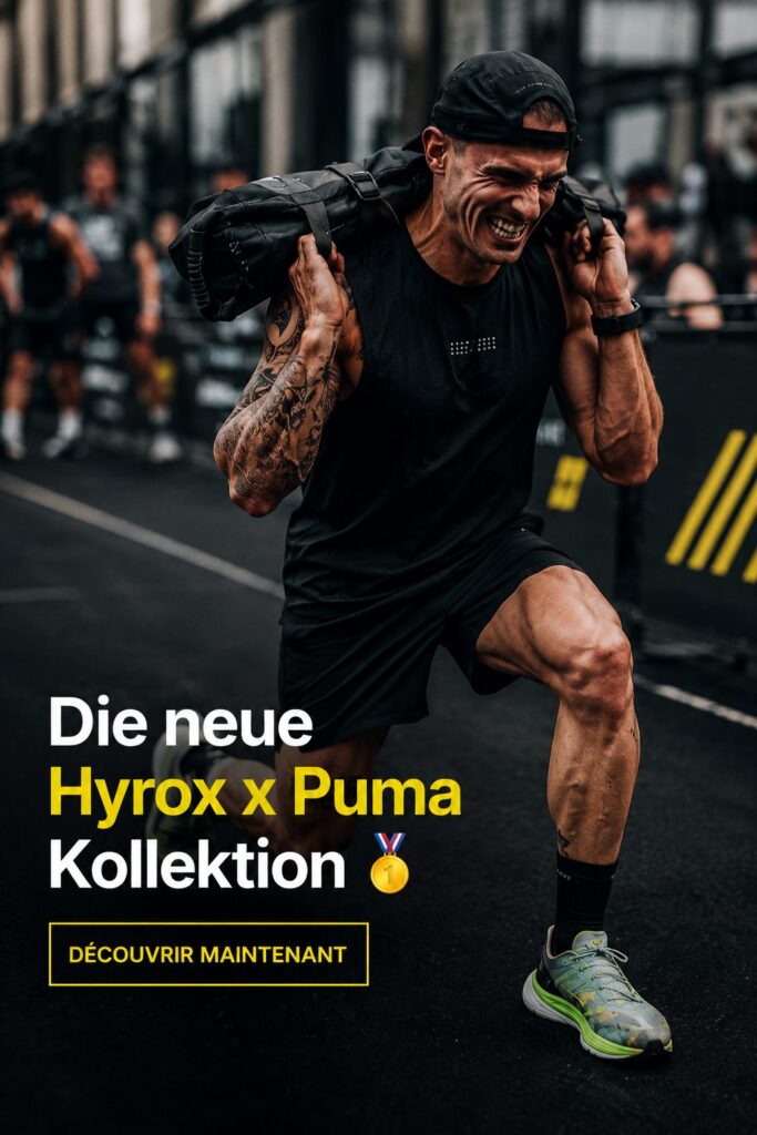Femme portant une tenue de sport de la collection Hyrox x Puma lors d'un entraînement.