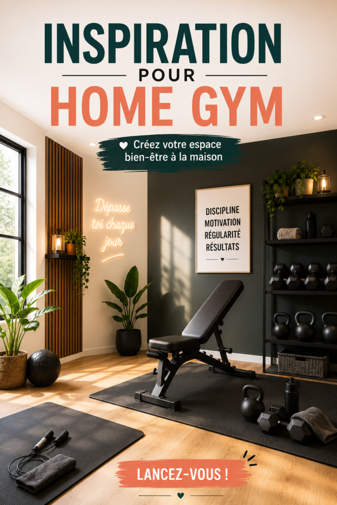 Aménagement d'un home gym moderne avec équipements de fitness.