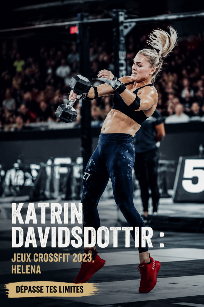 Katrin Davidsdottir lors des CrossFit Games 2023, en pleine action, représentant la détermination et l'excellence sportive.