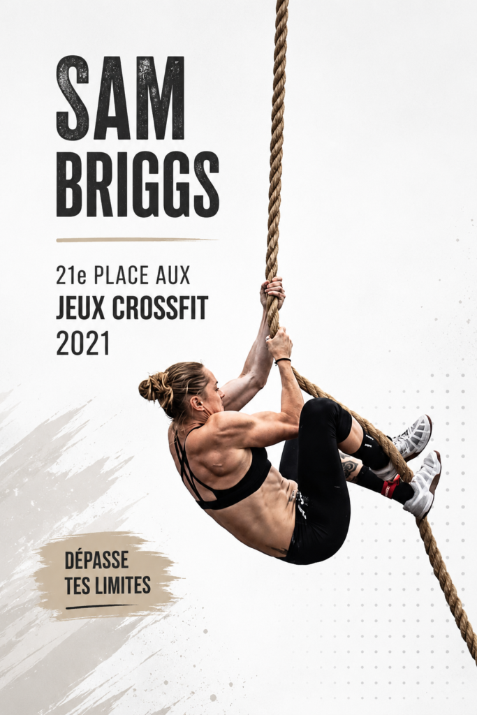 Portrait de Sam Briggs, athlète de CrossFit, lors d'une compétition en 2021