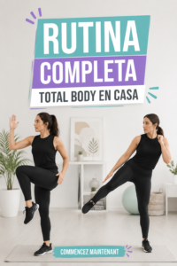 Femme réalisant des exercices de fitness à domicile pour un entraînement total body.