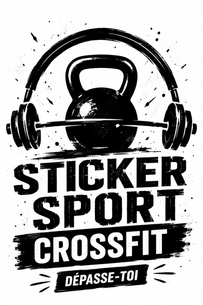 Autocollants colorés sur des équipements de Crossfit pour personnaliser l'espace d'entraînement.