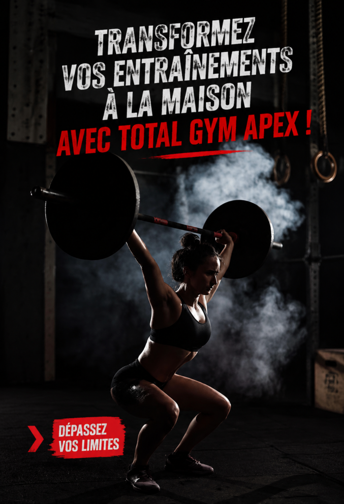 Femme utilisant Total Gym APEX à domicile pour un entraînement efficace.