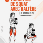 Femme exécutant une variante de squat avec haltères dans un espace de fitness