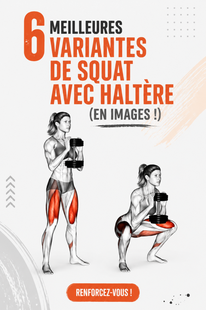 Femme exécutant une variante de squat avec haltères dans un espace de fitness
