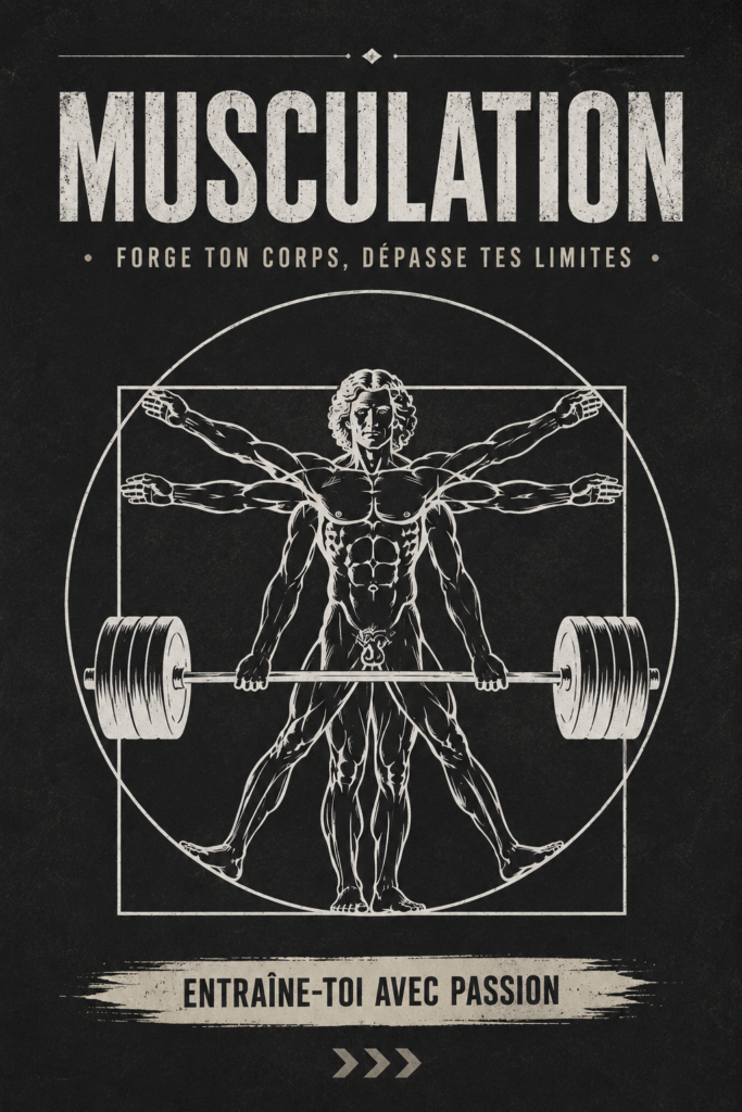 Femme s'entraînant avec une barre de musculation, illustration de la méthode Vitruvienne.