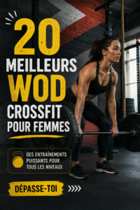 Femme effectuant un WOD de CrossFit en plein entraînement, mettant en avant la force et la détermination.