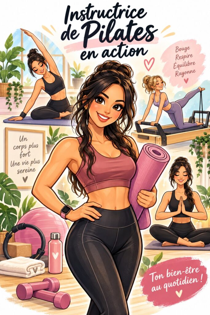 Une femme en séance de Pilates, se concentrant sur son bien-être physique et mental.